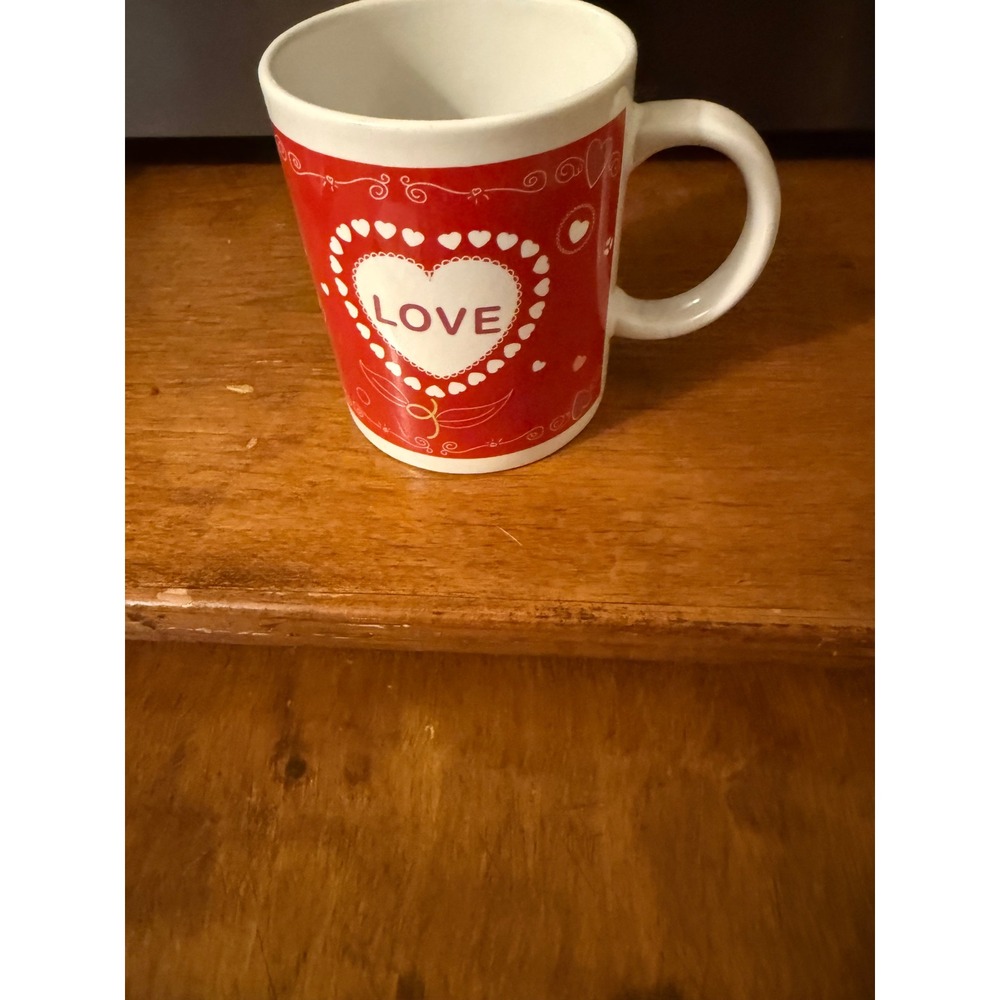 Just‎ For You Red LOVE Heart Ceramic Coffee Mug Valentines Day Gift White Handle